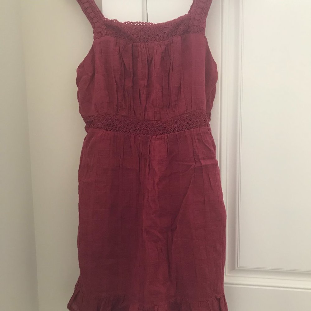 Red cotton gauze tunic for summer
